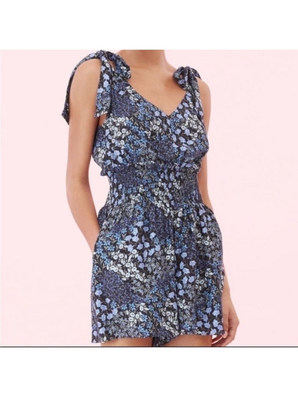 Rebecca Taylor Ava Smocked Floral Silk Romper
